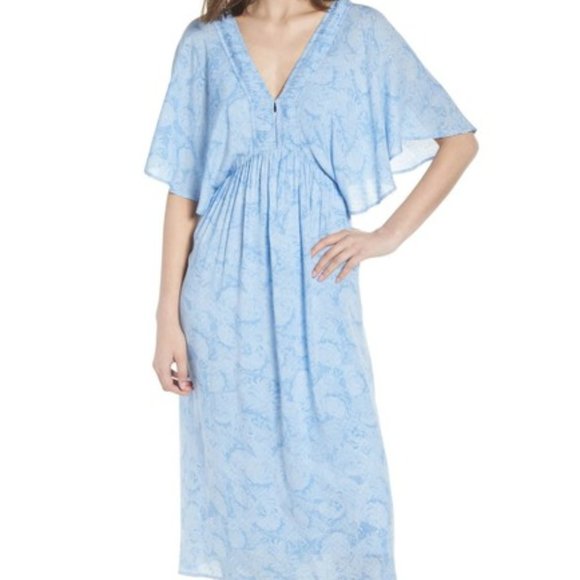 hinge Dresses & Skirts - Hinge Kimono Sleeve Midi Dress Blue Sz M New